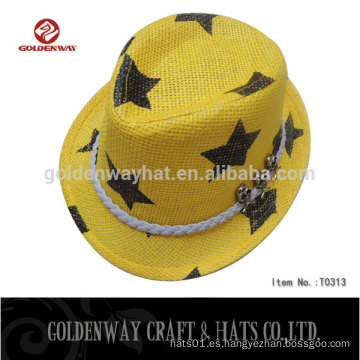 Sombreros encantadores de la impresión de la estrella sombreros del fedora para los cabritos nuevo diseño barato